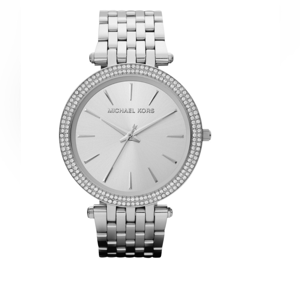 Michael Kors Silver Crystal-Trim Stainless Steel Watch